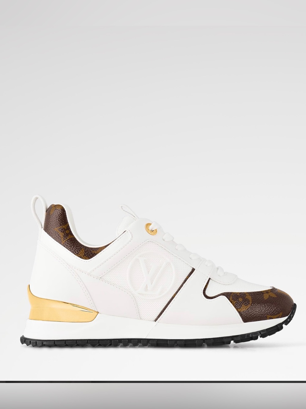 LOUIS VUITTON RUN AWAY WHITE CLASSIC MONOGRAM SNEAKER SIZE 37 IT .